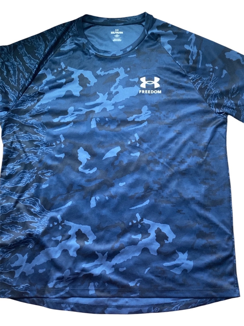 NWOT Under Armour FREEDOM Men's Navy Blue Camo Short-Sleeve Performance Tee XXL